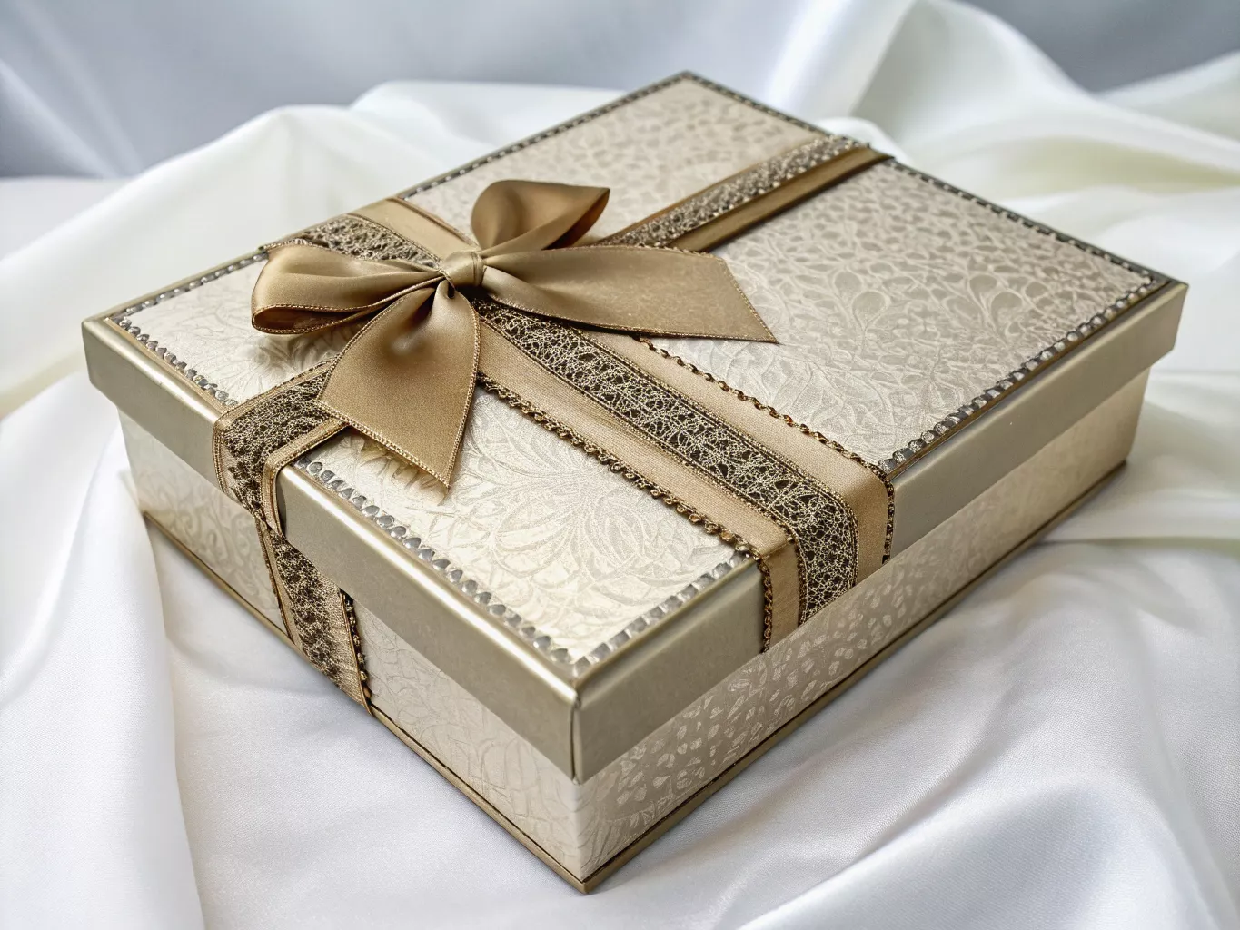 Luxury gift box with premium materials and decorative bow