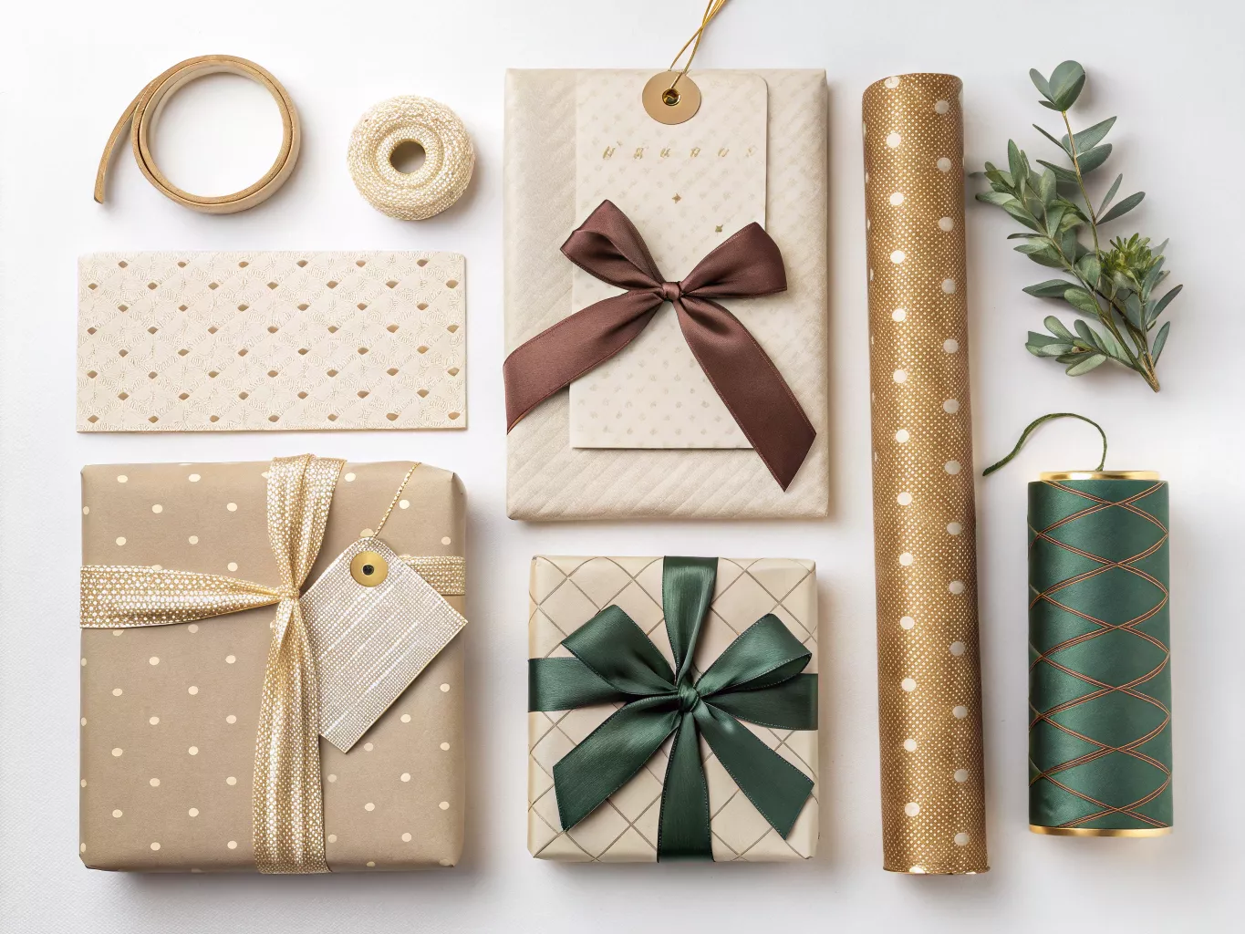 Various premium materials including fabrics, ribbons, and decorative elements